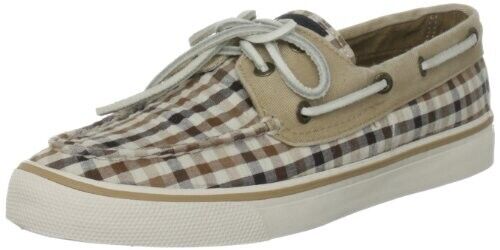 Sperry Women's Bahama 2-Eye, Tan Seersucker Plaid-Size 5.5 US - Picture 1 of 5