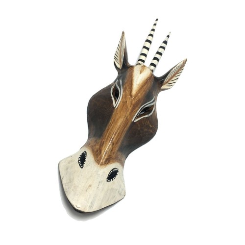 Antelope Zebra Mixed Set 2 Animal Wood Masks Safari Wall Decor Holder No. 07 - Picture 10 of 13