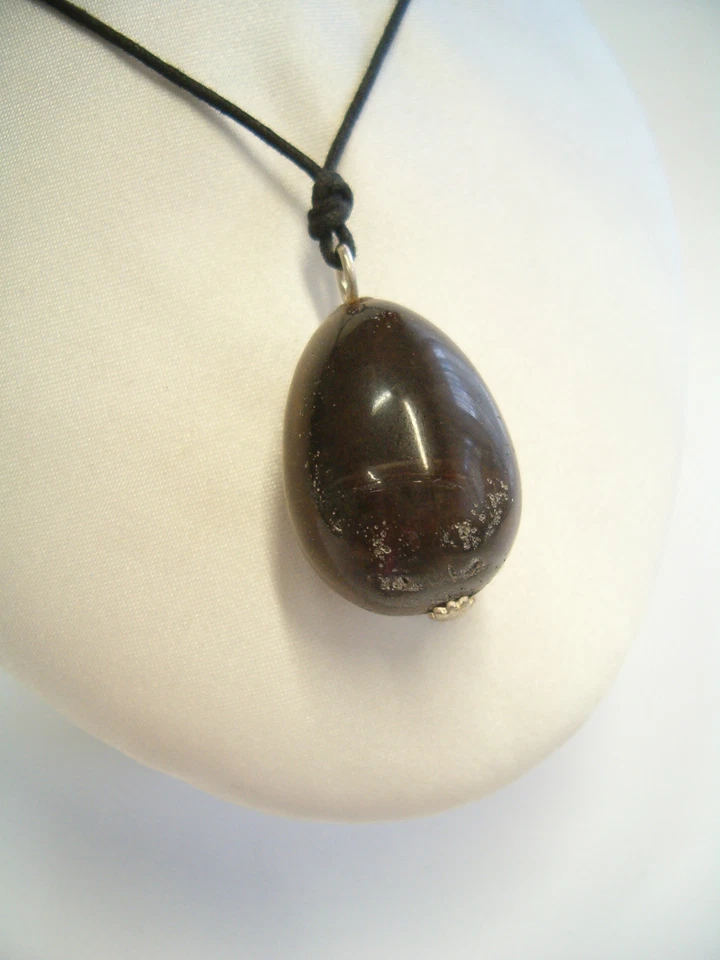 Ciondolo in ARGENTO 925 con OCCHIO di TIGRE naturale - pendente pietra dura - Immagine 2 di 4