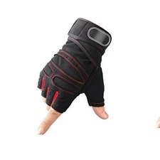 Wrist Wrap Breathable Microfiber Non-Slip Half Finger Weight Lifting Gloves (M)