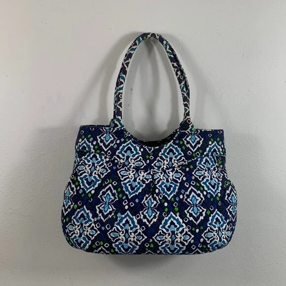 Bolso de Hombro Vera Bradley Azul Tinta Cartera Mujer Mediano Plisado Acolchado Retirado Foto 2 de 4