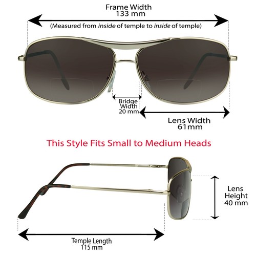 Gafas de sol aviador lector bifocal lectura hombres mujeres marrón humo metal tramposos - Imagen 17 de 32