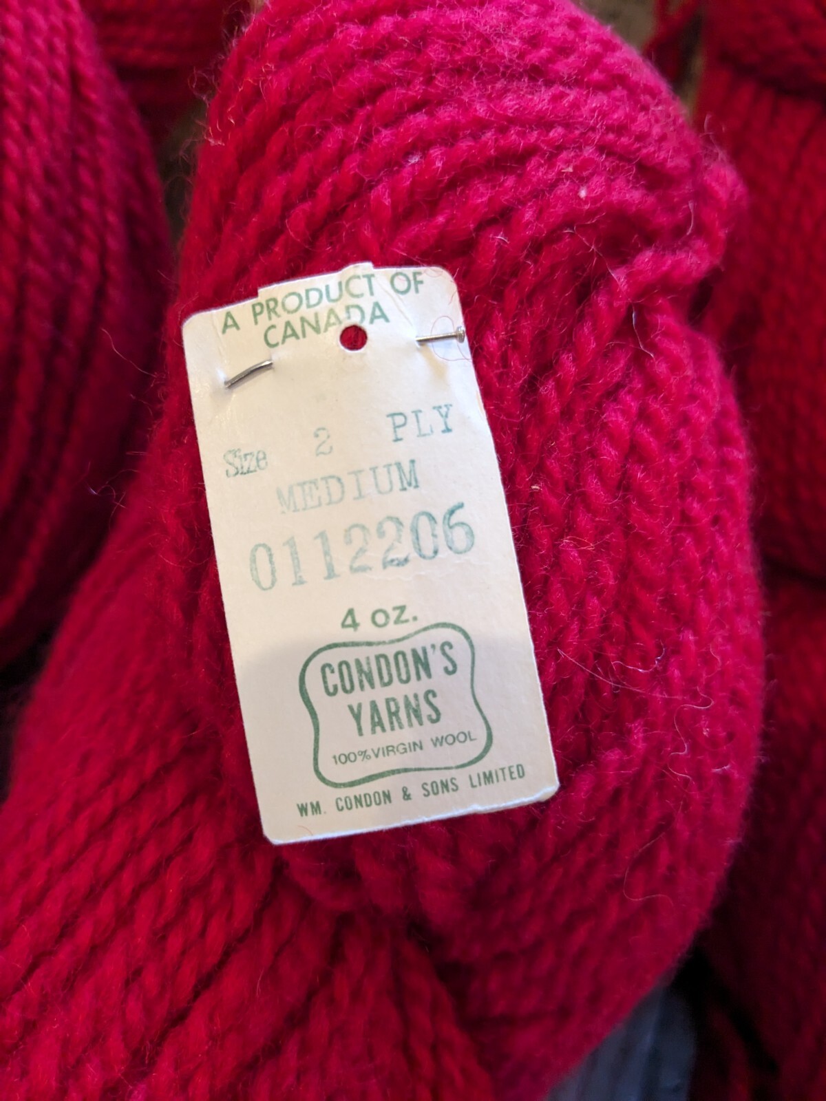 6 skeins Vintage Condon’s Yarns Red Yarn 4 Oz 100 Wool Laine 2 Ply M