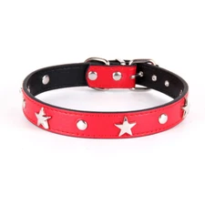 PU Leather Puppy Neck Strap Cat Collar Adjustable Star Studded Pet Dog Collar
