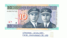 Lithuania - 10 Litu 2007 P#68 UNC!