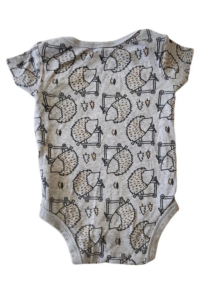 Infant Onsie Pants Hedgehog Turtle Tiger Safari Animal Bodysuit 3-6 Mo Lot of 3 - Image 3 of 4