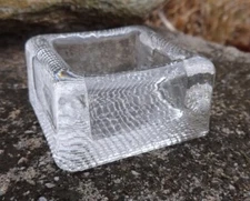 Ice-Cube Shaped Chunky Glass Open Salt Dip, Cellar, Dish!