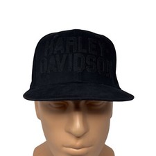 Harley Davidson Hat Logo Baseball Cap Black Blackout Strap Back Embroidered M