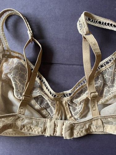 Chantelle Wire Free Wireless Bra 34C 3586 Beige Nude Sheer Logo - Picture 4 of 7
