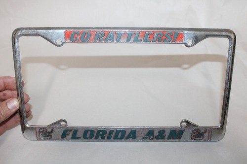 FLORIDA A&M RATTLERS METAL LICENSE PLATE FRAME VINTAGE