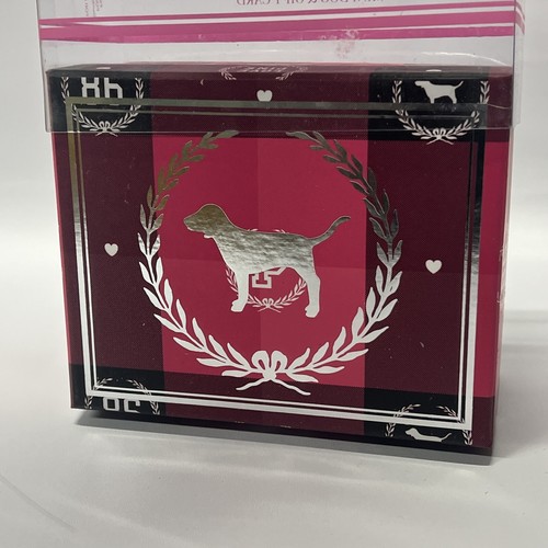 NEW VICTORIA'S SECRET PINK Silver Plush DOG Mini ORNAMENT Gift Card Holder Box - Picture 5 of 6