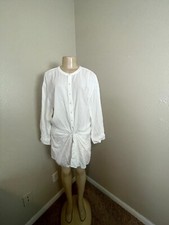 Joie Shirt Dress Women's Medium White Viscose Knotted Long Sleeve Button Front