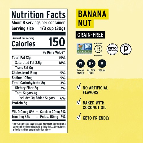 Banana Nut Butter Grain Free Granola 3 Pack 8 Ounce Paleo Keto Vegan Gluten Free - Picture 6 of 6