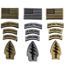 5er Set ARMY Patch Klett Abzeichen Airborne Ranger US_Special Forces NEU - GRAU