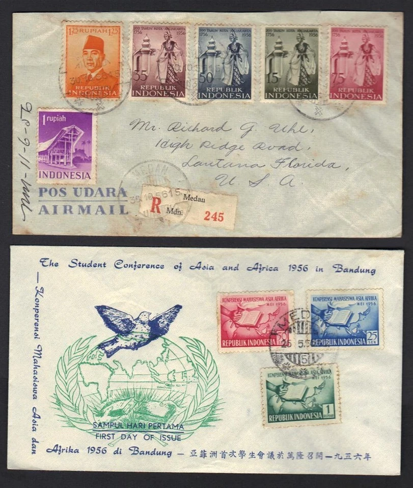 INDONESIA 1950's COLLECTION OF 7 COVERS 4 ARE REGISTERED PLUS FDC's - Image 3 of 3