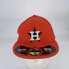 Houston Astros Hat Cap Fitted Mens 7 3/8 Orange MLB Baseball On Field New Era