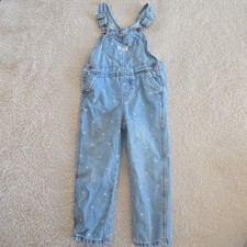 OshKosh B'gosh All-Over Light Pink Heart Print Overalls 3T Heart Pocket On Chest