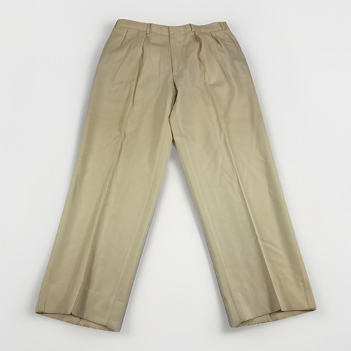Vtg Polo Ralph Lauren Dress Pants Mens 33x29 Yellow Pleated Khakis Chinos READ - Picture 1 of 12