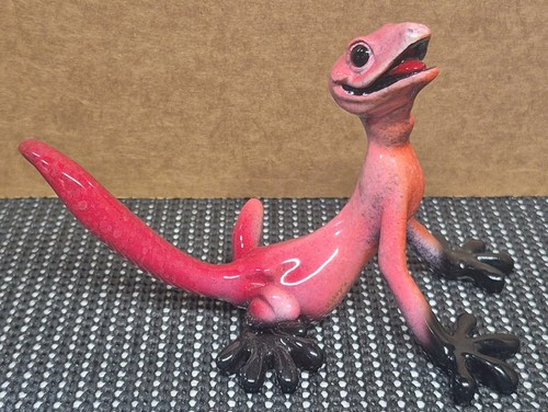 GONZO Kitty's Critters Lizard Gecko by Kitty Cantrell Pink Black Clay Ceramic