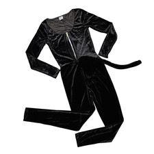 Cosplay Black Velvet Cat Women Suit with Tail Small Spirit Halloween Costume