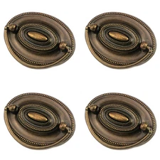 Quluxe 4 Pcs Furniture Dresser Pull Antique Brass Bail Drawer Pull Oval Drop ...