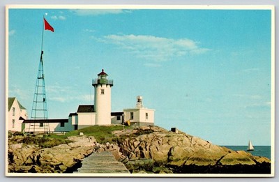 Eastern Point Lighthouse Gloucester MA Cape Ann Dog Bar Breakwater Postcard BB96