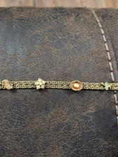 Vintage Antique Victorian Revival Goldette NY Bracelet Cameo 7.5 In