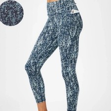 Sweaty Betty 7/8 Length  The Power  Blue Patterned Leggings Size S