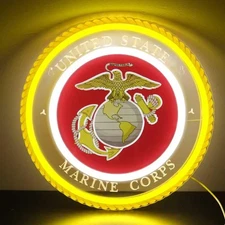 Marine Corp Neon Lights Veteran Neon Signs Wall Decor for Man Cave Bedroom Ba...