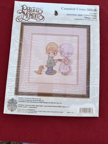 Precious Moments Counted Cross Stitch Kit Sharing Christmas Together NIP