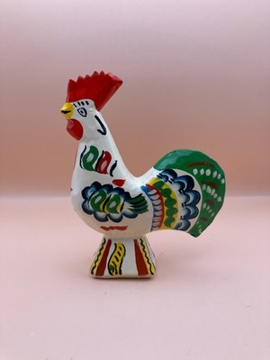 Nils Olsson Sweden White Dala Rooster Figurine Hand Painted Wood 7''