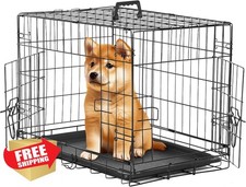 Simple Deluxe 24" Double Door Dog Crate Wire Cage Tray