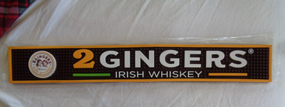 2 GINGERS IRISH WHISKEY BAR MAT RUBBER 23 1/2 X 3 1/4 NEW! C-O-O-L