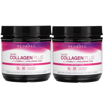 Super Collagen Plus Vitamin C & Hyaluronic Acid Unflavored 13.7 oz Each (Pack 2)