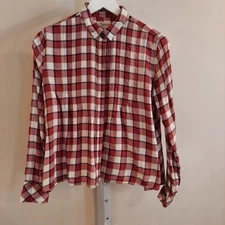 Current Elliot Button Up Plaid Shirt Size 1 Small Cropped Longsleeve