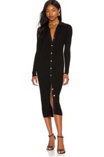 Alice + Olivia Alcina Button Down Polo Dress Black Size XL Wool Blend