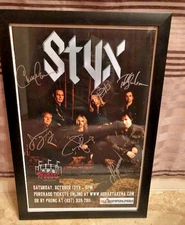 Styx Hand-Signed Poster 6 Members Oct. 13, 2012-Troy, Ohio Hobart Arena 11 x 17"