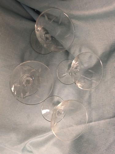 4 Vintage Libbey Simplicity Liquor Cocktail Glass 4" holds 3 oz Cattail Etching - Picture 17 of 17