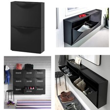 2er Pack IKEA TRONES Wand Schuhschrank Schwarz Aufbewahrung Organizer Regal Neu