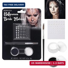 BOBISUKA Black White Face Paint Kit, Halloween Makeup Kit Includes Paint, Brus