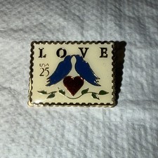 Rare VINTAGE 1989 USPS 25¢ LOVE BIRDS STAMP PIN United States Postal Service