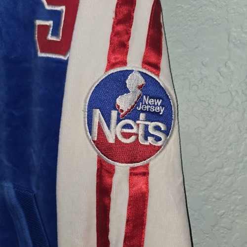 VTG Hardwood Classics Womens XL Blue Velour Tracksuit New Jersey Nets NBA Hoodie - Picture 6 of 13
