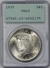 1925 Peace Dollar, PCGS (OGH Rattler) MS63