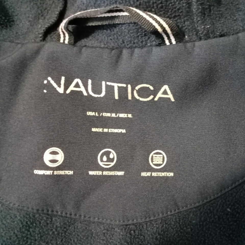 NAUTICA Mens Womens Vintage Navy Blue Zipped Hooded Rain Jacket Size Large - Image 3 of 4