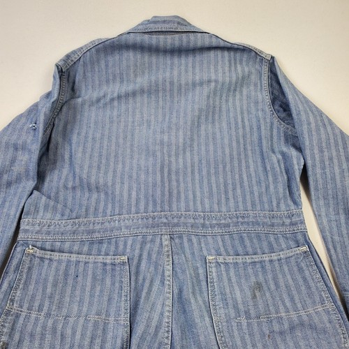 RARE VTG Sanforized PRENTICE Zipper Herringbone Conductor Striped Coveralls 42 - Picture 9 of 14