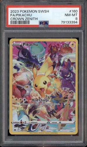 2023 Pokemon Sword And Shield Crown Zenith #160 Full Art Pikachu PSA 8