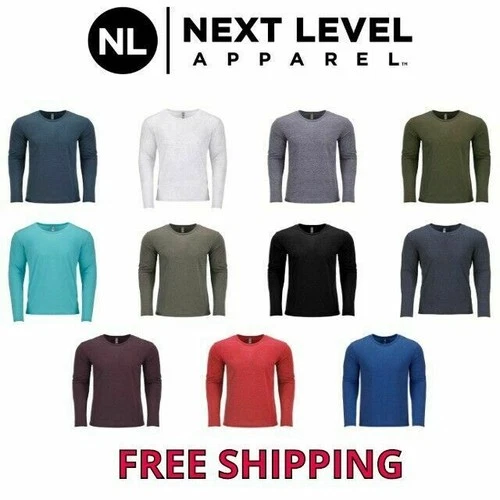 Next Level Men's Triblend Long Sleeve Crew Neck Tee Shirt Premium XS-2XL 6071