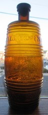 Amber Open Pontil Bininger NY Old Kentucky Bourbon Barrel Whiskey Liquor Bottle