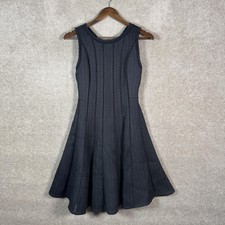 Rebecca Taylor Dress Womens 4 Black Knit Sleeveless Fit Flare Eyelet Cocktail