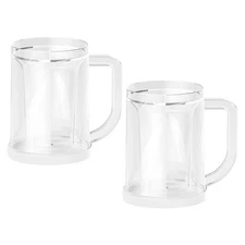  2 Pcs Freeze Cups Freezer Mugs for Drinks Clear Double Wall Beer Glasses